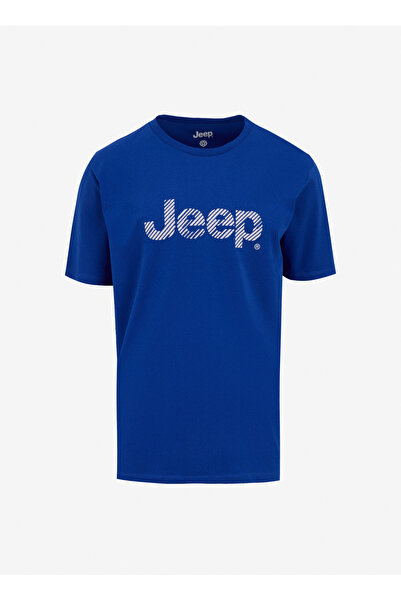 Jeep Bisiklet Yaka Baskılı Saks Erkek T-Shirt J5SM-TST7351