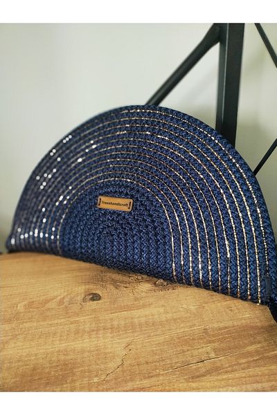 Tresshandicraft Navy Blue-Gold Clutch Bag, Handbag