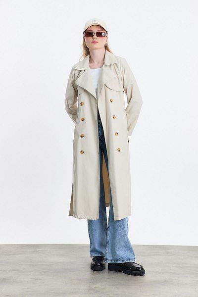 Rays 4104A Model Pieced Stone Colored Trench CoAt