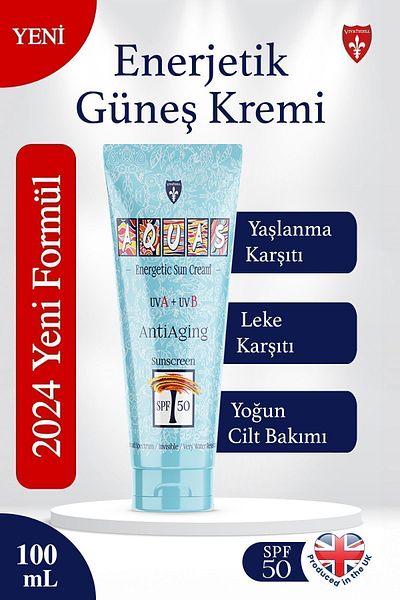 Aquas Energetic Sunscreen -Spf50,UvaUvb 100ml, Anti-aging, White Non-marking New Formula