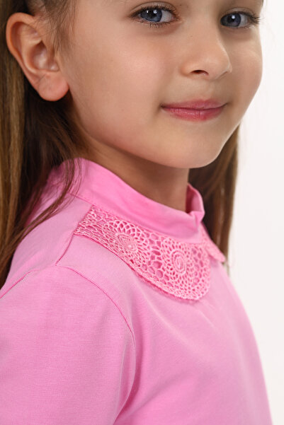 Toontoy Girl's Lace Detailed Collar T-Shirt