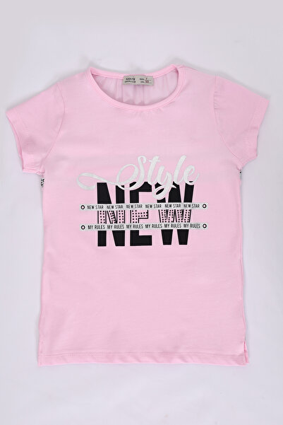 Toontoy Girls' Printed Stone Embroidered T-Shirt