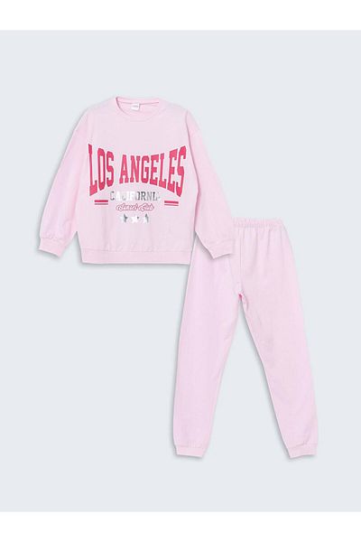 LC Waikiki Lcw Kids Girls Pink Crew Neck Pajamas Set - t t