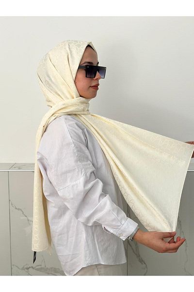 locella Σάλι Jacquard Cream - Μοντέλο JSL1212