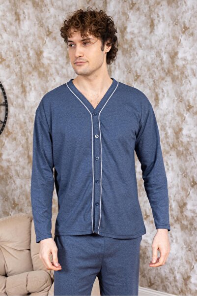 Mutlu City Erkek Boydan Düğmeli Yüksel Kalite Pamuk Pijama Takımı 16511