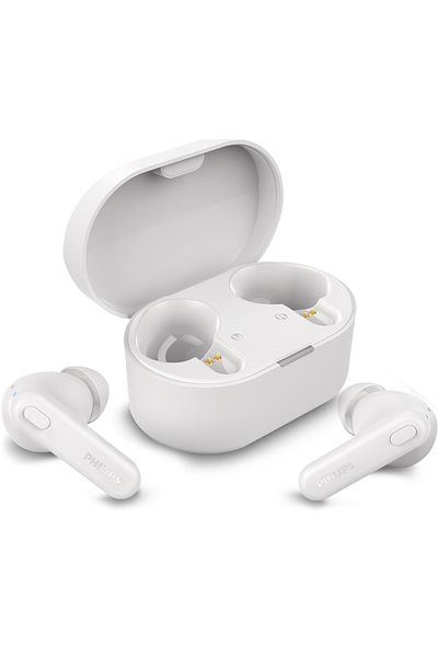 Philips سماعات أذن لاسلكية حقيقية باللون الأبيض، مدة تشغيل 15 ساعة، IPX4