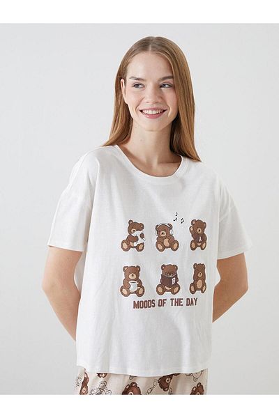 LC Waikiki Σετ γυναικεία πιτζάμες με στάμπα Crew Neck