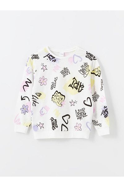 LC Waikiki Crew Neck Printed Long Sleeve Girls Pajama Set (W4)