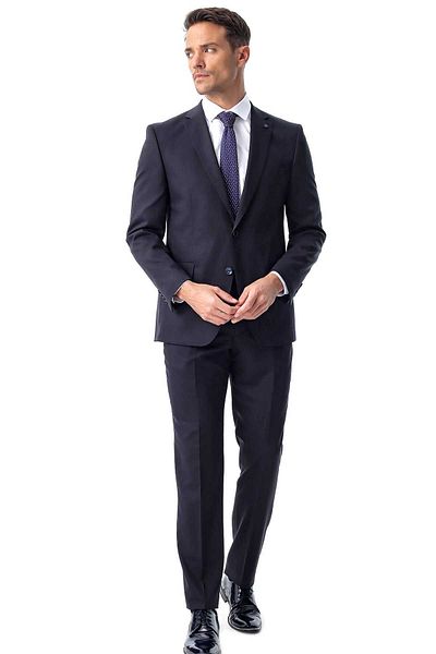 Melantis Men's Black Basic Plain Slim Fit Slim Fit 6 Drop Suit