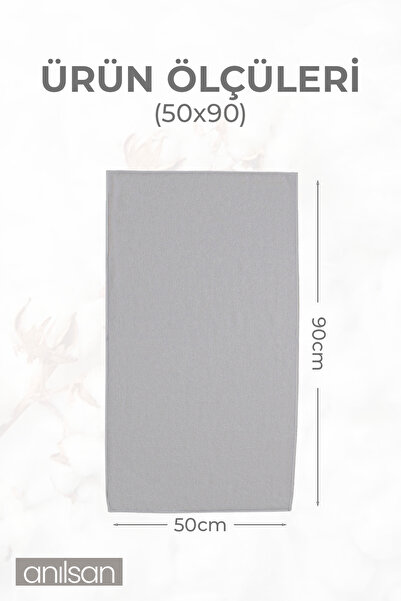 Anılsan Сірий рушник для рук, 10 штук - 50x90 см, 225 г, 100% бавовна, рушник для спа та готелю, для щоденного використання