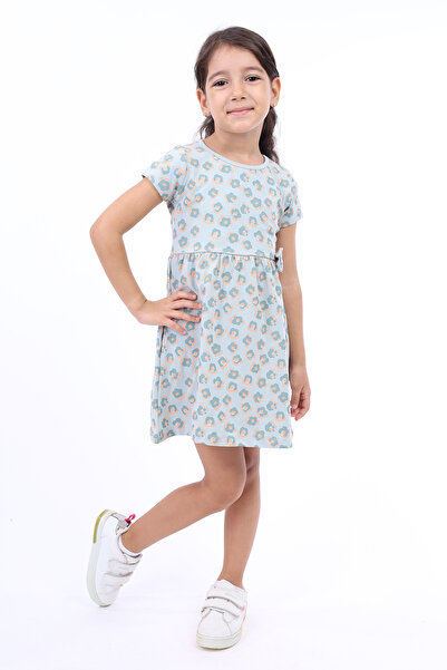 Toontoy Rochie pentru fetiță, cu detaliu de panglică în talie, cu imprimeu