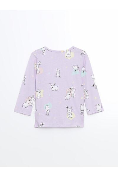 LC Waikiki Crew Neck Long Sleeve Printed Baby Girl Pajama Set