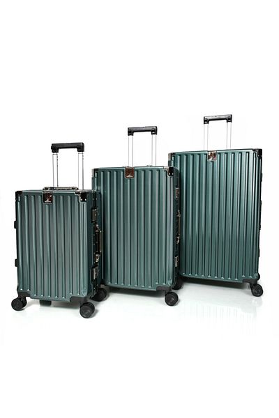 MORANO 3-Piece Unisex Morano Travel Luggage Trolley Set Dark Green Size 28''-24''-20'' Inches.