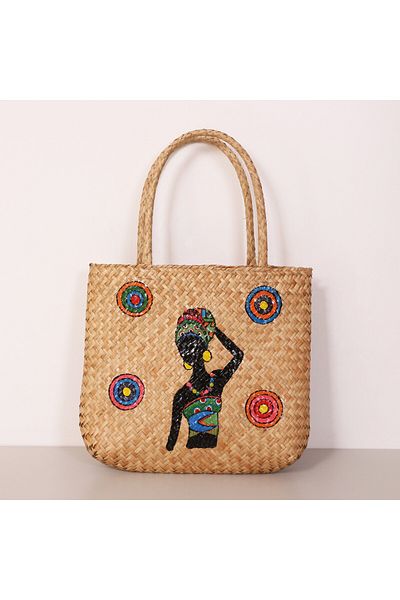 Mylamp Fancy Rattan Hand Painted Bag 36X35X56 cm