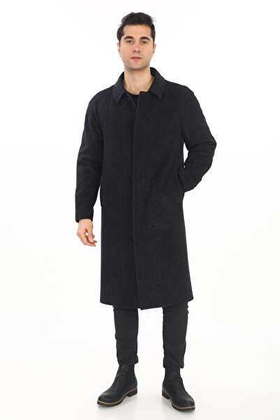 ŞAN GİYİM 1030 Erkek Balıksırtı Antrasit Bebe Yaka Reglan Kol 110 Boy Palto