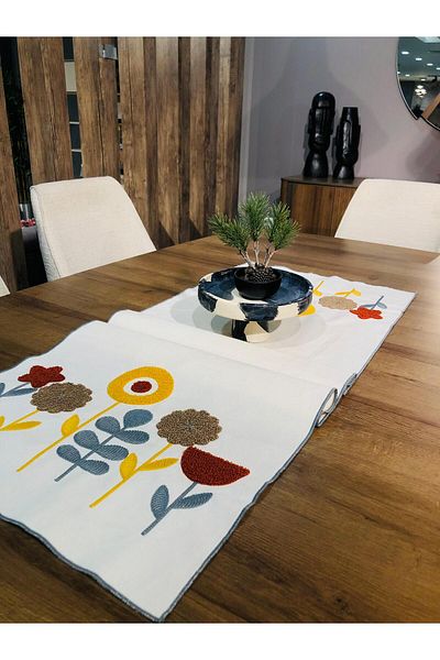 LUWİNO HOME Punch Runner Star Grey 40*140 cm