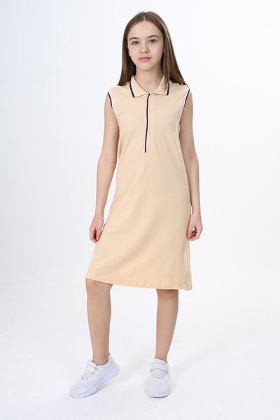 Toontoy Girl's Polo Neck Garni Detailed Dress