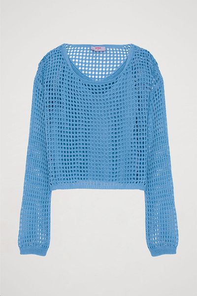 Quzu Openwork Double Blue Knitwear Set