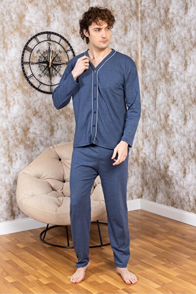 Mutlu City Erkek Boydan Düğmeli Yüksel Kalite Pamuk Pijama Takımı 16511