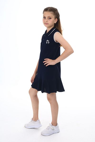 Toontoy Girl's Polo Neck Button Dress