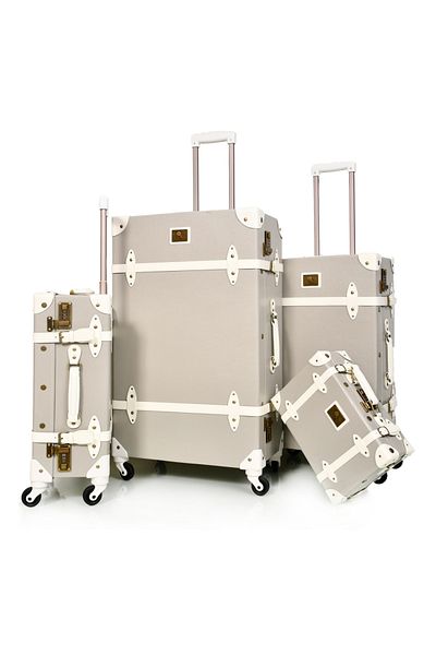 MORANO Morano 4 Piece Classic Full Leather Luggage Set with Spinner Wheels and Safety Lock