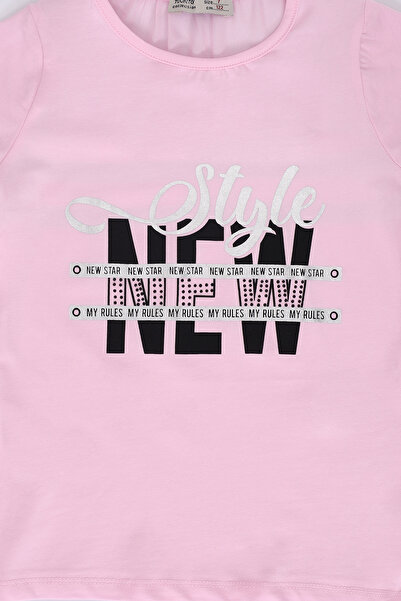 Toontoy Girls' Printed Stone Embroidered T-Shirt