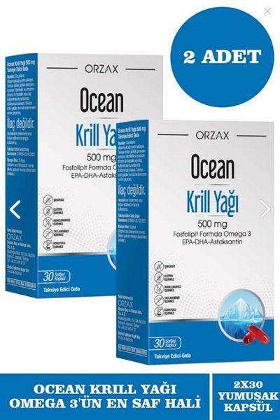 Ocean Krill Oil 500 Mg Omega 3 30 Softgel Capsules (2 Pcs)