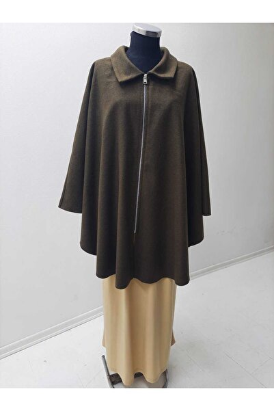 GigiTex Poncho maro oversize - Fermoar frontal, sezonier, lungime 90 cm, umăr...