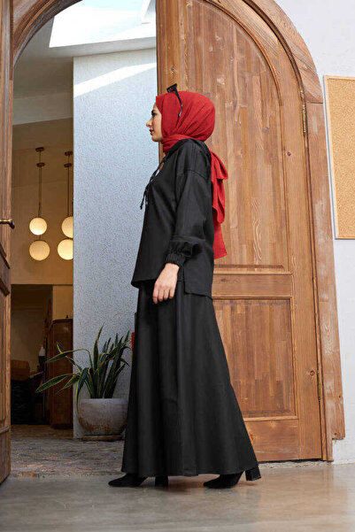 Neways 6544 - Denim Etek ve Tunik İkili Takım Siyah