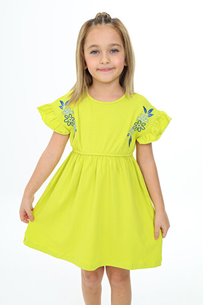 Toontoy Φόρεμα για κορίτσια με κεντημένο μανίκι με λεπτομέρεια βολάν