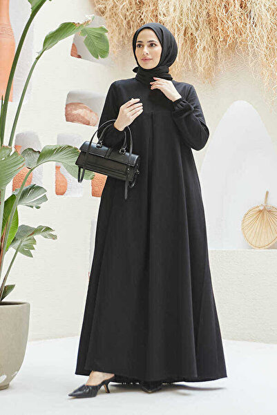 Neways 6482-Ön A Pileli Elbise Siyah