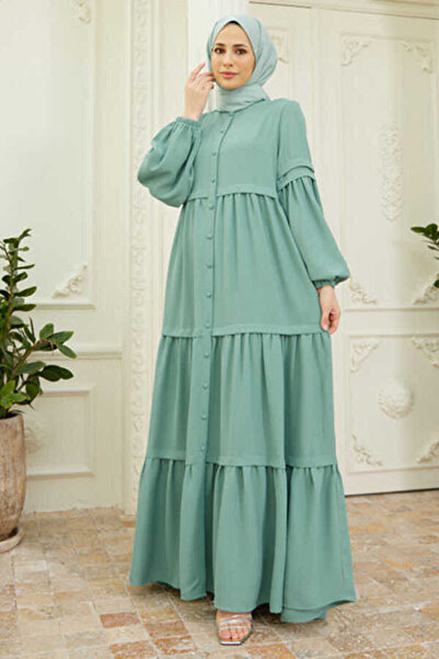 Neways 6549-Berlin Buttoned Gathered Ferace Mint Green