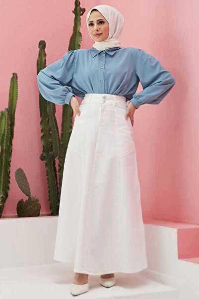 Neways 2195-Mevlana Denim Skirt White