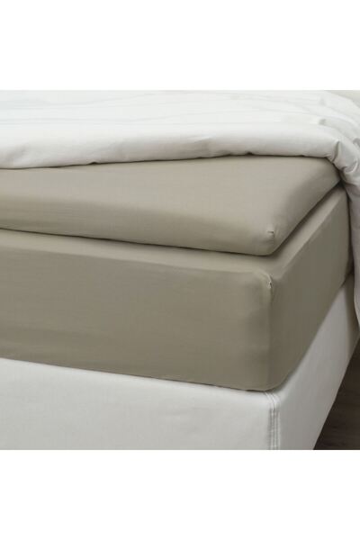 IKEA Fitted Sheet for Mattress Pad, Gray-Beige, 160X200 cm Only Sheet