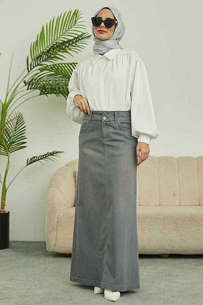 Neways 2254-Fusta clasică denim gri