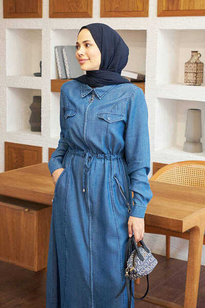 Neways Dark Blue Zippered Dress - 6641