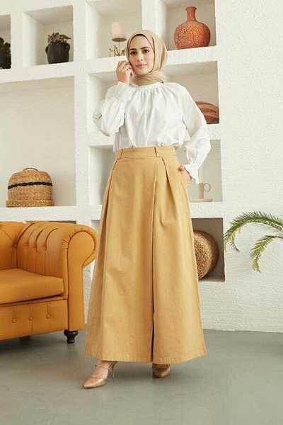Neways Fusta pantaloni cu vopsea bucată din denim bej 1073