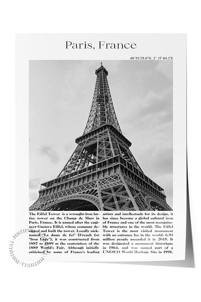Postifull Paris - France, City Themed Poster, Frameless Wall Poster, No:30032