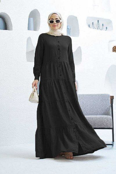 Neways 6556-Piece Black Gathered Paint Dress