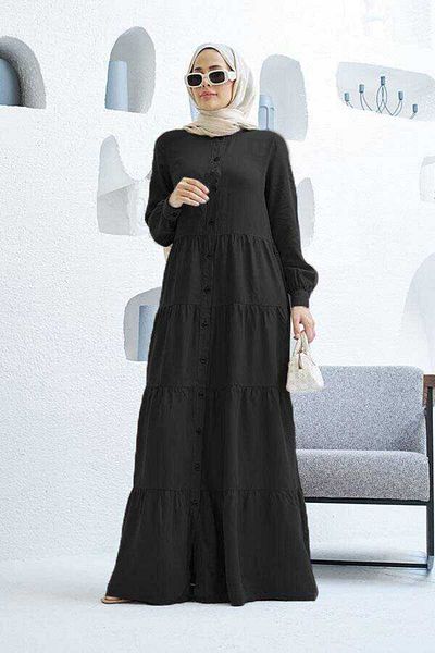 Neways 6556-Piece Black Gathered Paint Dress