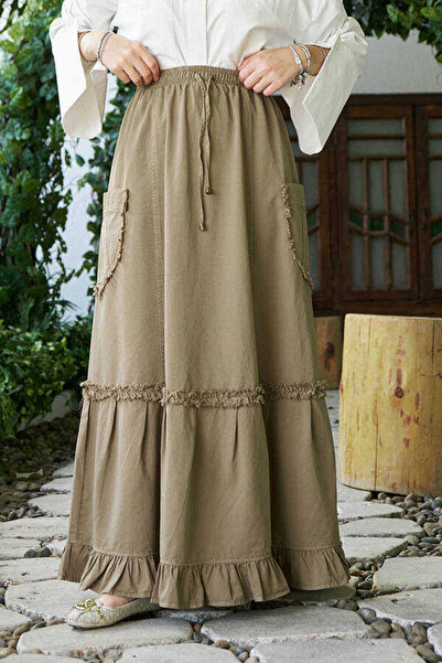 Neways 2280-Model Khaki Skirt, Elastic and Ruffle Piece Paint