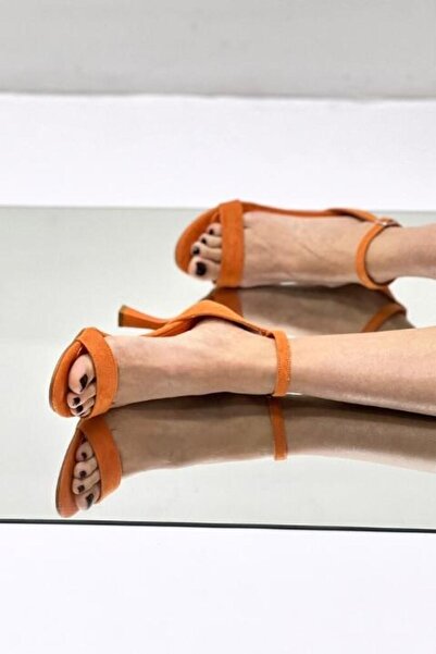 inizio Orange Suede Single Strap Shoes Lk210