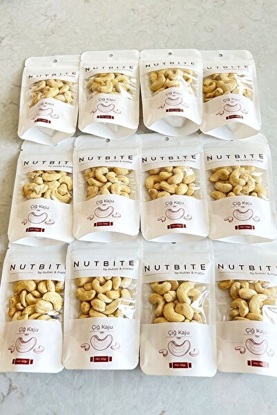 NUTBITE 12’li Cep Boy - Çiğ Kaju - Taptaze Yeni Mahsül - Yağsız & Tuzsuz Atıştırmalık Kuruyemiş - (12X40GR)