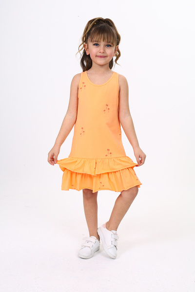 Toontoy فستان بناتي مكشكش بطبعة شجرة النخيل