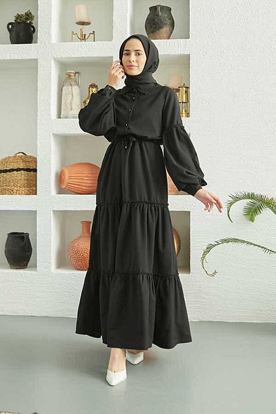 Neways 6567-Carla Gathered Dress Black