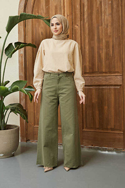 Neways 1160-Bol Paça Püsküllü Pantolon Haki