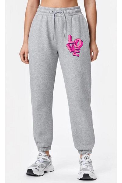 RPT MODA ΦΟΥΤΕΡ JOGGER ΜΕ Άνετο ΕΛΑΣΤΙΚΟ ΠΟΔΙ ΚΑΙ ΤΣΕΠΕΣ LOVE PRINTED JOGGER BOTTOM