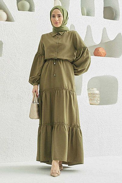 Neways Khaki Color 6567-Carla Drawstring Dress