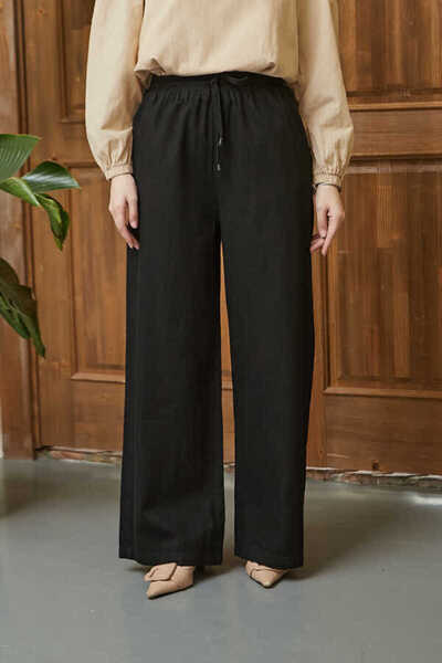 Neways 1105-Denim Battal Lastikli Pantolon Siyah