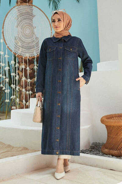 Neways 6373 -Denim Long Jacket Dark Blue